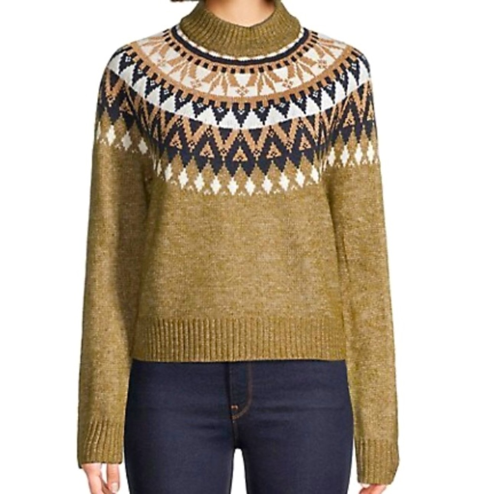 Tommy Hilfiger Snowflake Argyle Mockneck Raglan Sweater Size Medium